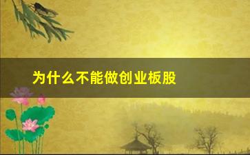 “为什么不能做创业板股票(新手为什么不能买创业板的股票)”/