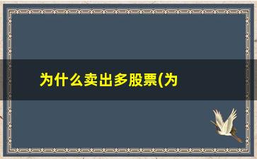 “为什么卖出多股票(为什么卖出股票是废单)”/