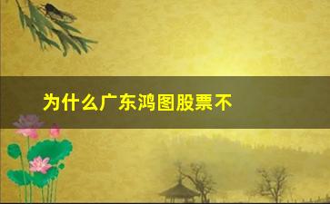 “为什么广东鸿图股票不涨(广东鸿图股票值得投资吗)”/