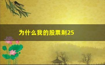 “为什么我的股票剩25股(股票为什么9点25分有成交)”/