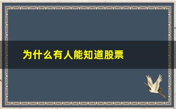 “为什么有人能知道股票是否涨停(为什么有人提前知道股票会涨)”/