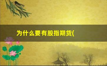 “为什么要有股指期货(股指期货和期货的区别)”/