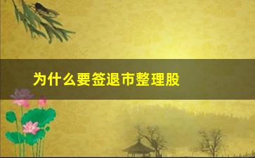 “为什么要签退市整理股票风险揭示书”/