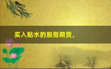 “买入贴水的股指期货，投资股指期货的技巧和策略”/