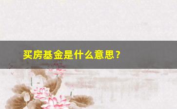 “买房基金是什么意思？了解一下这种投资方式”/