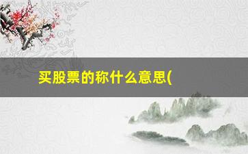 “买股票的称什么意思(买股票已报是什么意思)”/