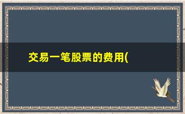 “交易一笔股票的费用(买卖一笔股票有多少手续费)”/