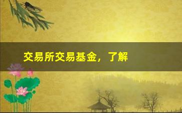 “交易所交易基金，了解交易所交易基金的基本知识”/