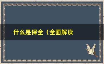 “什么是保全（全面解读保全的定义和职责）”/