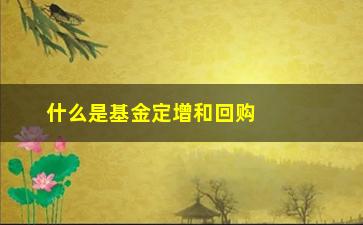 “什么是基金定增和回购(回购与增持有什么区别)”/