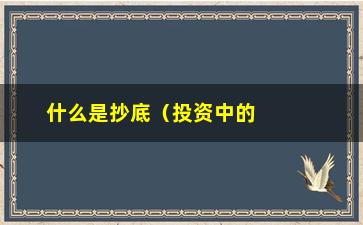 “什么是抄底（投资中的抄底步骤详解）”/