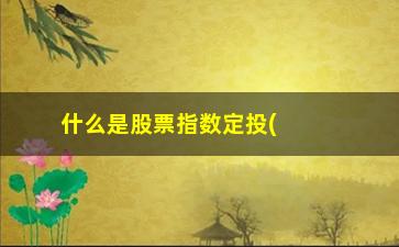 “什么是股票指数定投(指数基金适合定投吗)”/