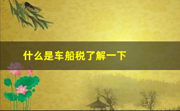 “什么是车船税了解一下车船税的相关知识”/