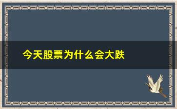 “今天股票为什么会大跌(今天股票走势图)”/