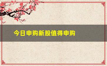 “今日申购新股值得申购吗，分析今日新股申购情况及投资建议”/