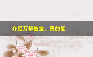 “介绍万帮基金，真的能帮你实现财富**吗？”/