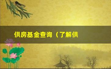 “供房基金查询（了解供房基金的资金流向及使用情况）”/