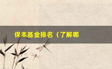 “保本基金排名（了解哪些保本基金排名靠前）”/