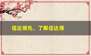 “信达领先，了解信达领先的发展历程和核心业务”/