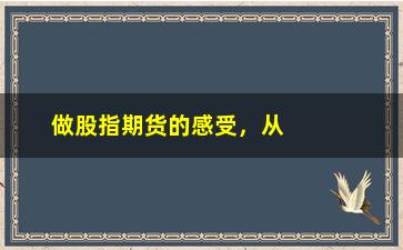 “做股指期货的感受，从零到入门的投资体验分享”/