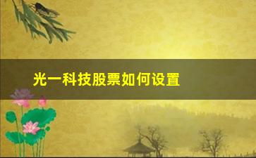 “光一科技股票如何设置(宏和科技股票如何)”/