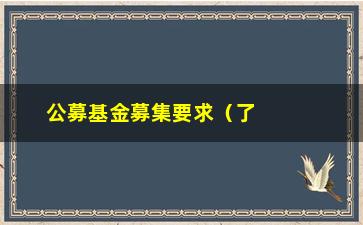 “公募基金募集要求（了解公募基金募集的具体要求和流程）”/