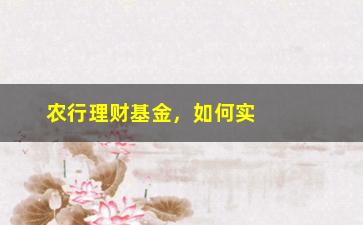 “农行理财基金，如何实现资产增值？（全方位介绍）”/