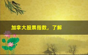 “加拿大股票指数，了解加拿大股票市场的投资指南”/