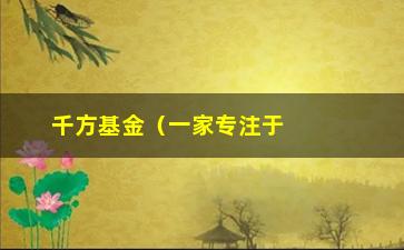 “千方基金（一家专注于科技创新投资的资本公司）”/