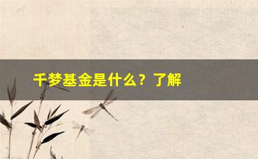 “千梦基金是什么？了解一下基金投资的必要性”/