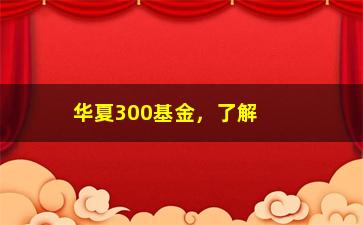 “华夏300基金，了解华夏300基金的投资策略和收益表现”/