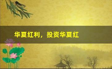 “华夏红利，投资华夏红利基金的优势和风险分析”/