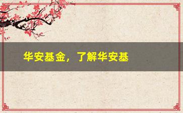 “华安基金，了解华安基金的投资策略和产品”/