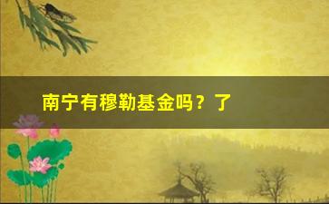 “南宁有穆勒基金吗？了解一下这个投资机会”/