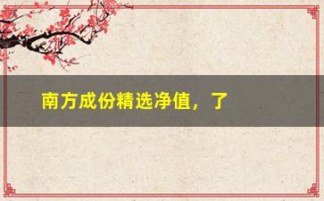 “南方成份精选净值，了解南方成份精选基金的最新净值情况”/