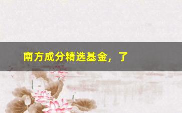 “南方成分精选基金，了解南方成分精选基金的投资策略”/