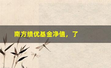 “南方绩优基金净值，了解南方绩优基金的最新净值情况”/