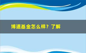 “博道基金怎么样？了解一下它的投资步骤和历史表现”/