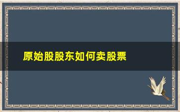 “原始股股东如何卖股票(新上市股票股东原始股多久可以出售)”/