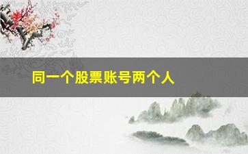 “同一个股票账号两个人如何用(股票账号可以两个人一起用吗)”/