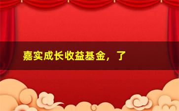 “嘉实成长收益基金，了解嘉实成长收益基金的投资策略和优势”/