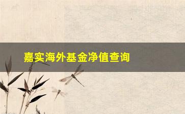 “嘉实海外基金净值查询（快速查询嘉实海外基金最新净值）”/