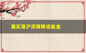 “嘉实港沪深精精选基金净值大介绍（这些信息你一定要知道）”/