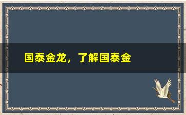 “国泰金龙，了解国泰金龙公司的发展历程”/