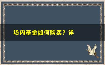 “场内基金如何购买？详细教程来了”/