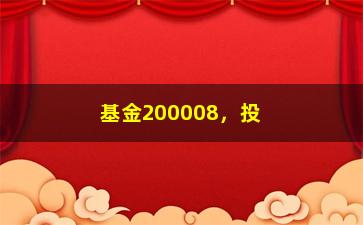 “基金200008，投资基金200008的风险与收益评估”/