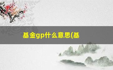 “基金gp什么意思(基金的gp是什么意思)”/