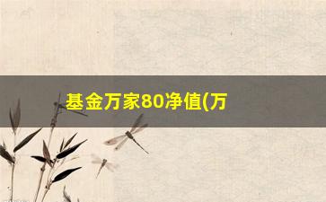 “基金万家80净值(万家80基金历史最高净值)”/