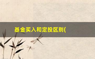 “基金买入和定投区别(基金定投小知识)”/