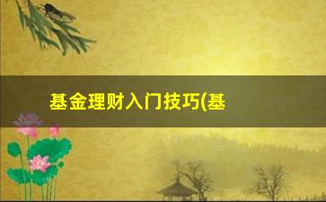 “基金理财入门技巧(基金理财知识入门基础知识)”/